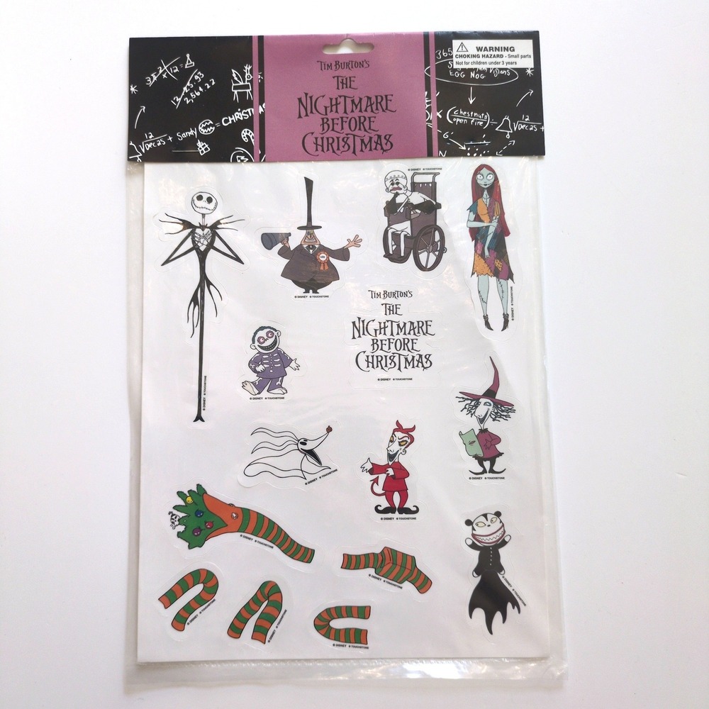 Disney The Nightmare Before Christmas Sticker Sheet Jack Sally Scary Teddy